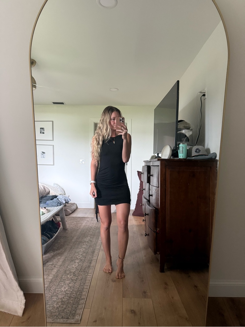Black Sleeveless Ruched Side Mini Dress